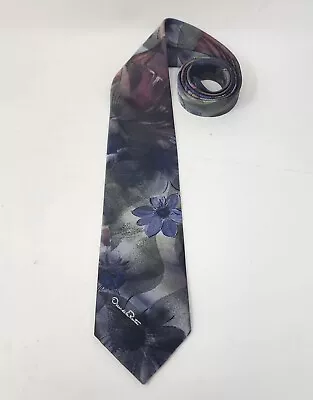 Vintage OSCAR DE LA RENTA Studio Men's Necktie Multicolor Floral Made In USA • $12.50