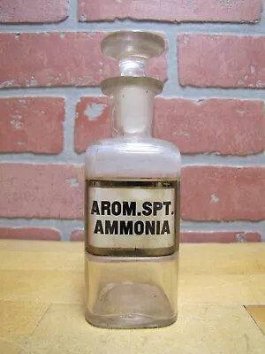 AROM. SPT. AMMONIA Antique Apothecary Bottle ROG Reverse Under Glass Label • $195