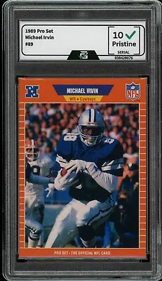 1989 Pro Set #89 Michael Irvin GRADED 10 GEM MINT Rookie Card RC Dallas Cowboys • $15