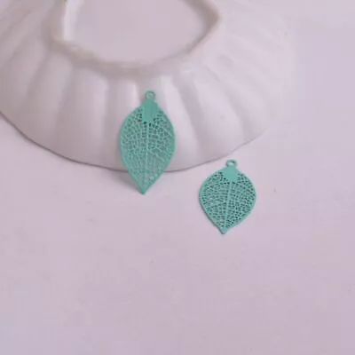 Painted Leaves Charms Filigree Leaf Earrings Pendant Jewelry Making Findings 50p • $22.47