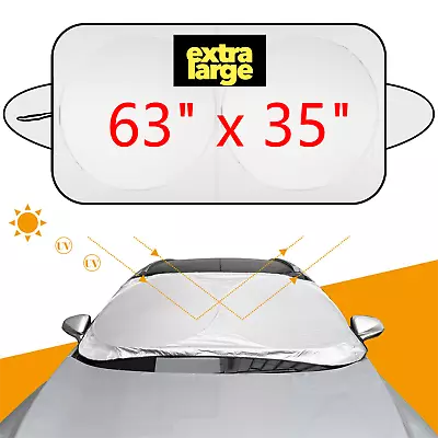 63 X36  Foldable Car Front Window Sun Shade Auto Visor Windshield UV Block Cover • $10.79