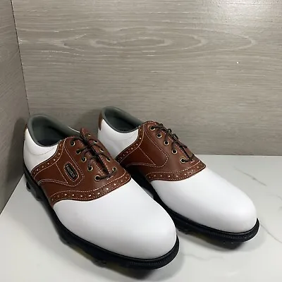 Mens Footjoy Dryjoy Golf Aqua Leather Flex Shoes White 53629 Lace Up Low Top 8.5 • $84.99