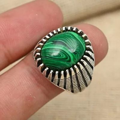 925 Sterling Silver Malachite Gemstone Men's Ring Statement Ring All Size D37 • $19.99