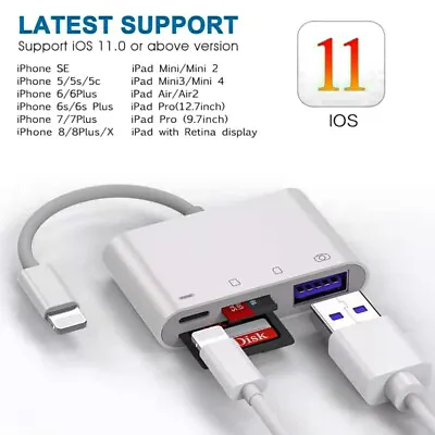 4 In1 USB To Card Reader Adapter USB Camera Micro SD Memory Slot For IPhone IPad • $13.89