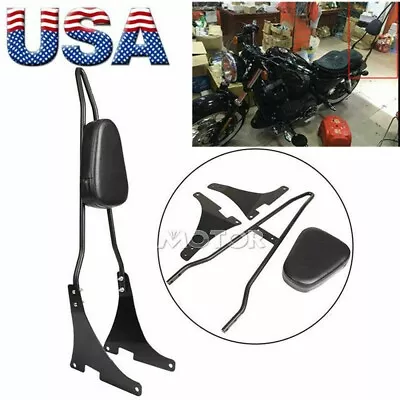 $38.99 • Buy Black Passenger Backrest Pad Sissy Bar Cushion For Harley Sportster XL 883 1200