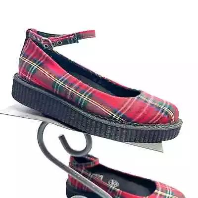 T-U-K Red Plaid Pointed Ballet Creeper Platform Shoes Women’s Size 5 • $55