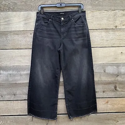 J Brand Liza Jeans Womens 28 Wide Leg Cropped Raw Hem Washed Black • $28.95