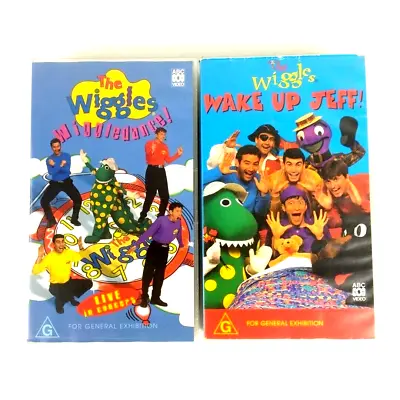 2x Vintage 90s The Wiggles VHS Videos (Wake Up Jeff & Wiggledance) Aus Kids ABC • $34.99