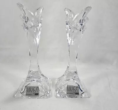 Mikasa Slovenia 5 1/2   Crystal Glass Candle Sticks Holder New • $20.95