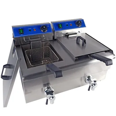 £219 • Buy 20L Electric Deep Fryer Fat Chip Frying Commercial Twin Tank Stainless Steel 