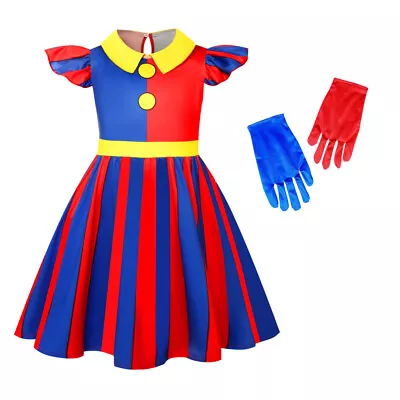 NEW THE AMAZING DIGITAL CIRCUS Dress Cosplay Costume Kids Girls Jax Pomni Skirts • £10.99