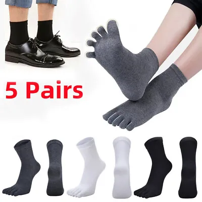 5 Pairs Five Toe Socks Absorbent Stockings Men's Cotton Blend Soft Five Fingers • £5.99