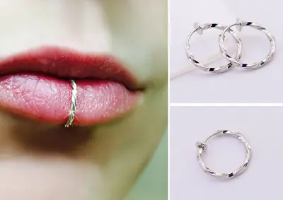 £3.49 • Buy Twisted Non Pierce Spring Clip On Nose Ring Septum Lip Fake Earring Piercing  