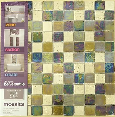 Single Sheet Natural & Diesel Mosaic (300 X 300mm) Kitchen Bathroom Shower • £4.99