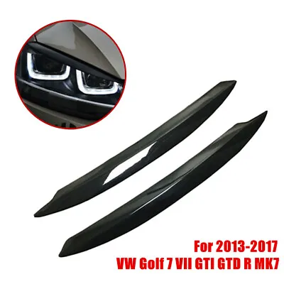 $13.55 • Buy 2*Black Headlight Eyebrow Eyelid Cover Trims For VW Golf 7 VII GTI GTD GTE R MK7