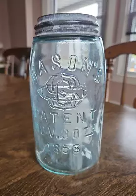 Antique Mason's Jar SGC Patent Nov 30 1858 Zinc Lid Rare Canning Jar Quart Size • $50