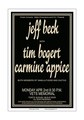 $15 • Buy Jeff Beck / Beck Bogert & Appice 1973 Columbus Concert Poster