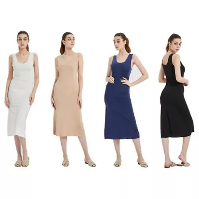 Lady Full Slips Under Dress Slip Anti-Static Tank Long Midi Dress • £12.02