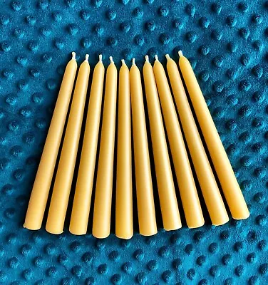 £12.49 • Buy 10 X Handmade Pure BEESWAX Solid Table Taper Dinner Church Pillar Bistro Candles