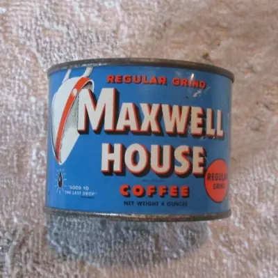 Vintage MAXWELL HOUSE 4 Ounce COFFEE TIN KITCHEN EMPTY SEALED Store Display • $32