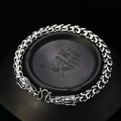 Pure S925 Sterling Silver Chain Men Women Dragon Link Bracelet 7.8inch Length • $57.50