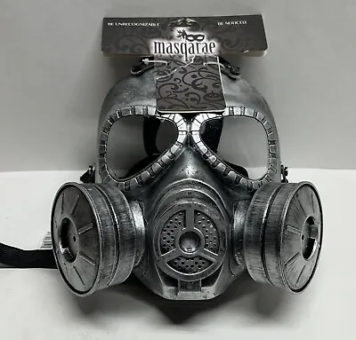 Mens Steampunk Gas Mask Halloween Costume Cosplay Masquerade Mask [Silver] • $25