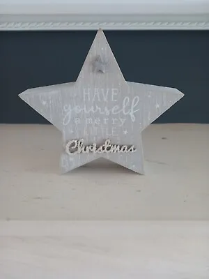 £9.99 • Buy Wooden Star Large Christmas Shape Decoration Rustic Ornament Free Standing
