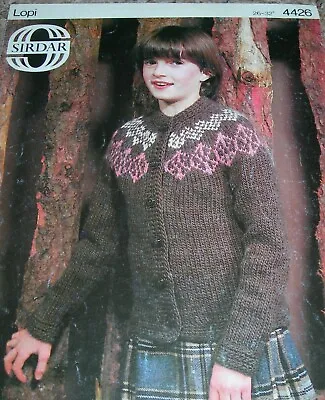 Vintage Sirdar Knitting Pattern Girls Lopi Fair Isle Border Jacket No 4426 • £3.50