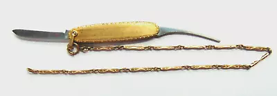 Vintage Watch FOB Gold Filled & Stainless Folding Pocket Knife (Sturdy) W/ Chain • $12.50