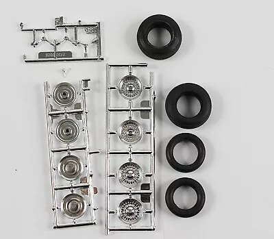 4 Vintage Model Kit Chrome Wheels And Tires 1/24 1/25 Scale Model Parts Bag 37 • $15.14