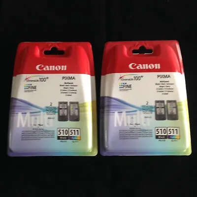 £72.99 • Buy 2 X PG-510 & 2 X CL-511 Canon Original OEM Inkjet Cartridges ( Twin Pack )