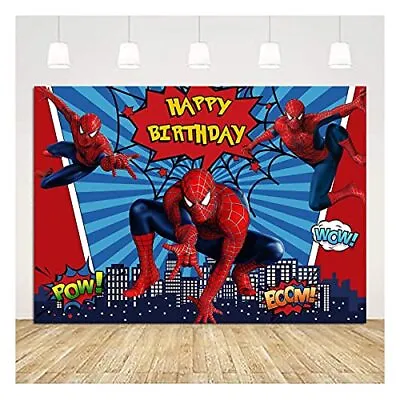 $12.01 • Buy Spider Man Happy Birthday Banner Backdrops Boys Photography Backdrops Party D...