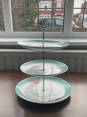 3 Tier Cake Stand. Vintage Blue & Floral  • £9.99