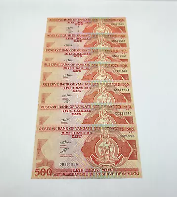 Vanuatu 7 X 500 VATU Bank Notes In Consecutive Order Paper Money Appear New • $48.57