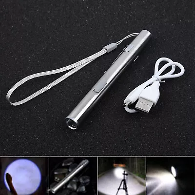 13*1.3CM FLASHLIGHT SMALL LED Torch Light Pen MICRO USB Rechargeable TINY • £4.69