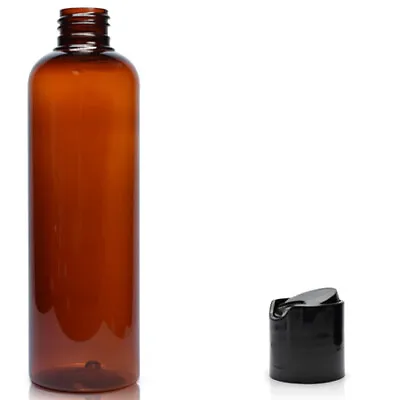 Tall Boston Amber 250ml Bottles + Disc Tops - Shampoo/Liquid /Oils CHOOSE AMOUNT • £1.80