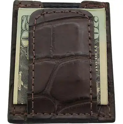 Brown Alligator Money Clip Wallet With Credit Card Slots Quality USA Handcrafted • $77.99