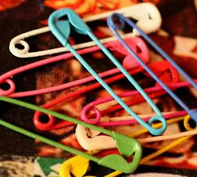 50x Multicolour Frosted Pins Craft Sewing Nickel Metal Plated Safety Pins 4 CM • £3.99