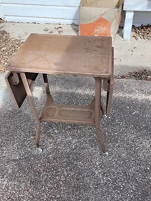 Vintage INDUSTRIAL TYPEWRITER TABLE Drop Leaf Metal Rolling Plant Stand Cart 60s • $125