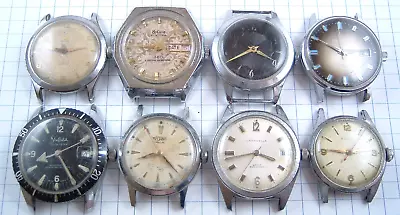 Vintage Mens Watch Lot Of 8 Sheffield Sportster Helbros Titus Medana Part Repair • $36