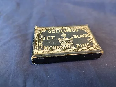 Antique Columbus Jet Black Mourning Pins Box • $8.50