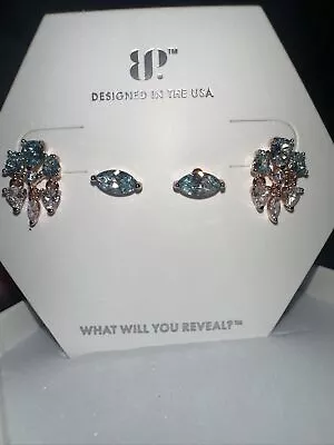 BP March 2024 Birthday Earrings ‘Classy Duo’ RBP7279 Aquamarine CZ Rose Gold • $26.99