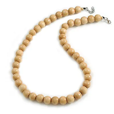 15mm/Unisex/Men/Women Natural Round Wood Beaded Necklace/Slight Variation In • £13.90