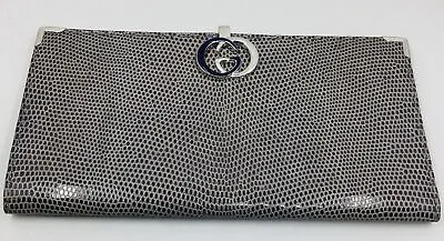 Vintage RARE Gucci Italy GG Logo Gray Mesh Checkbook Wallet 030.115.0077 • $299.99
