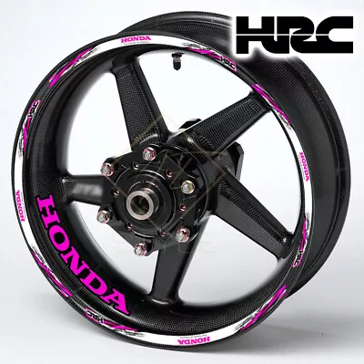 HONDA Motorcycle Wheel Decal Rim Stickers HRC For Fireblade CB R F Stripes Pink • £15.49