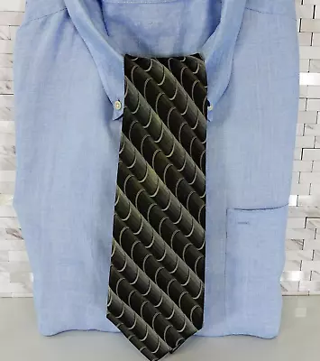 BUGATTI Neck Tie Mens Striped Silk Woven Suit Green Extra Long XL Spiral Dark • $22.88