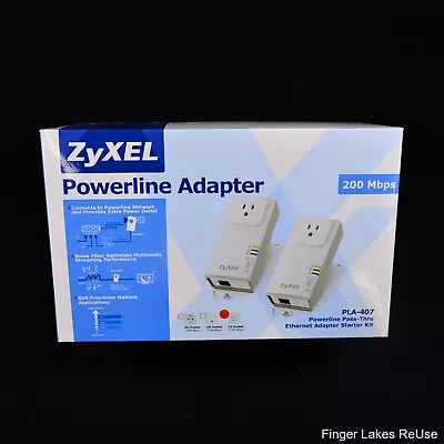 ZyXEL - Powerline Adapter (200 Mbps/PLA-407) Pass-Thru Ethernet Adapter Kit • $24.95
