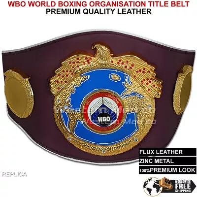 WBO World Boxing Organization Championship Boxing Belt Genuine Leather 4mm Zinc • $127.89