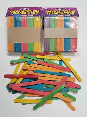 $7.99 • Buy 200 Pieces Wood Sticks Assorted Colors Wooden Craft Sticks 4-1/2 X 3/8 NEW