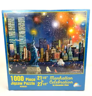 NEW SunsOut Manhattan Celebration New York 1000 Piece Puzzle With Twin Towers • $15